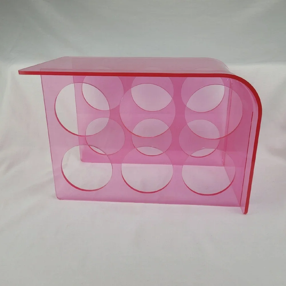 Prodyne Illusions Pink Acrylic 6 Bottle Wine Rack Modern Countertop Storage